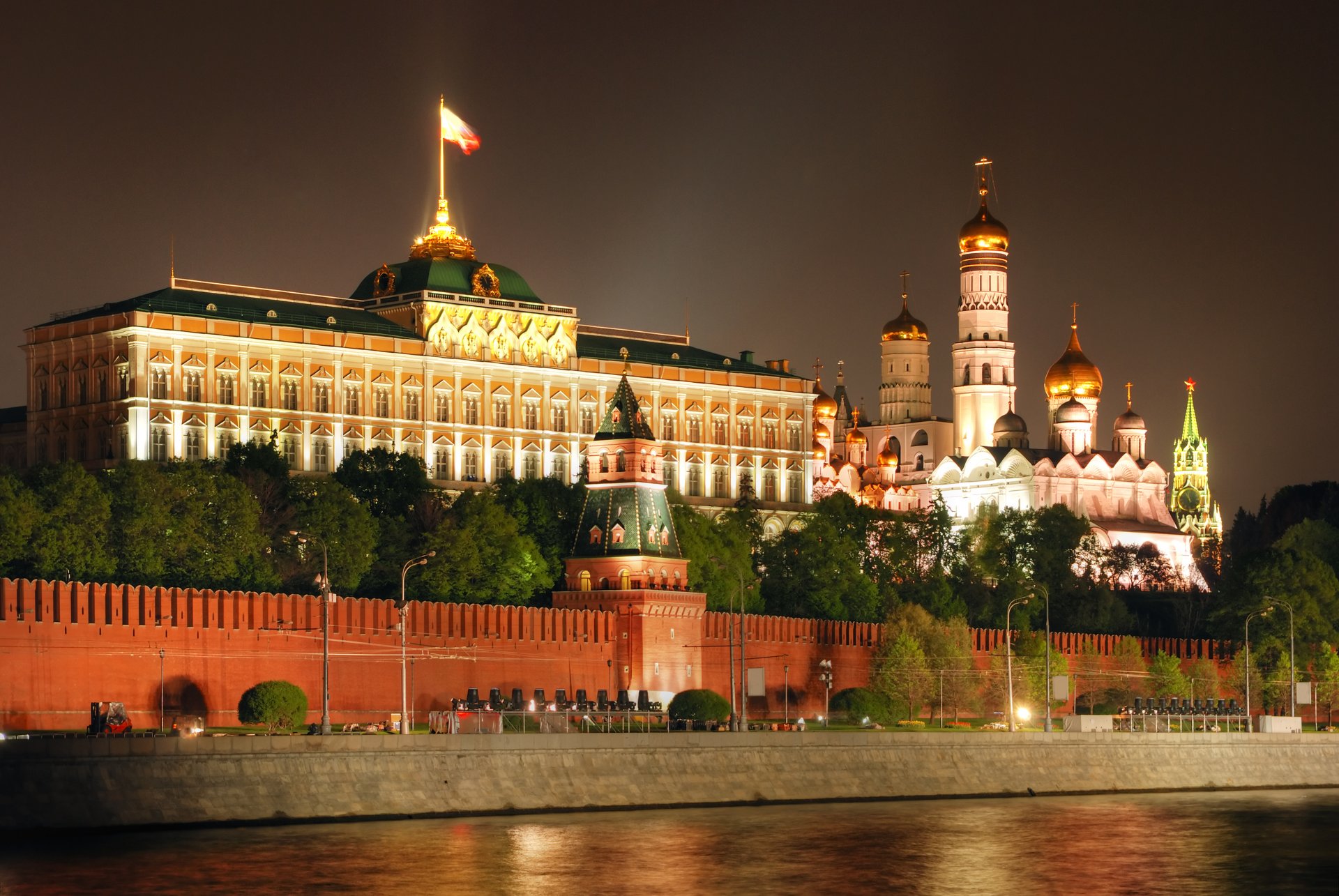 moscú rusia kremlin ciudad noche