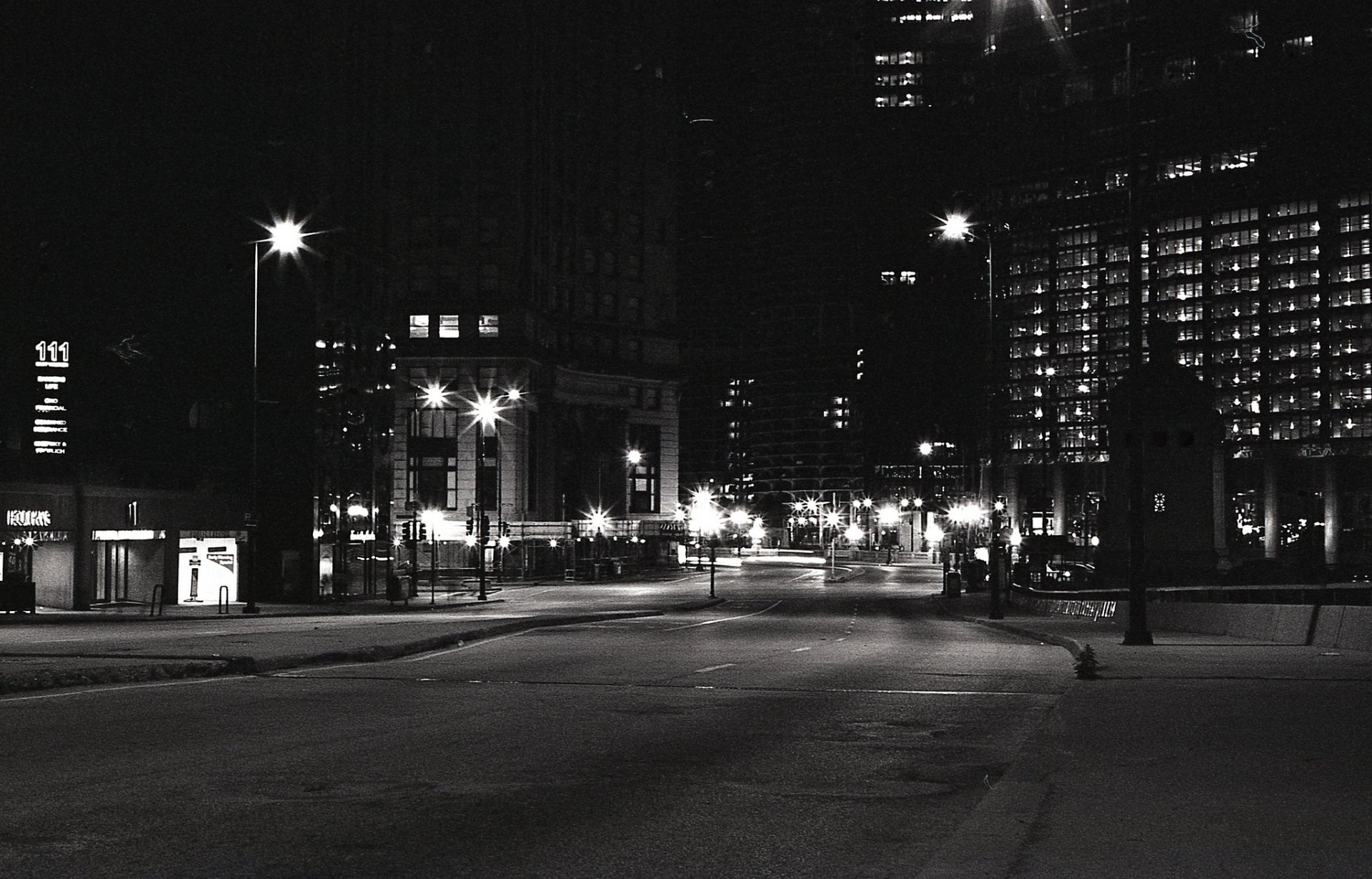 illinois chicago usa nacht straße wolkenkratzer laternen