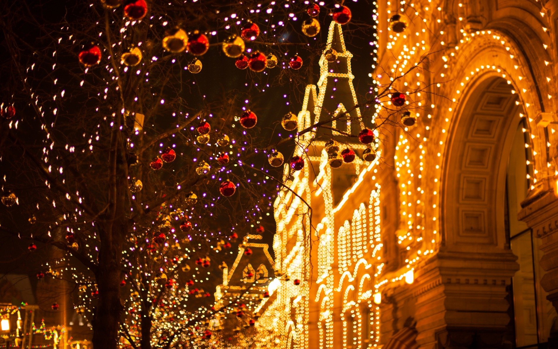 stadt weihnachten neujahr lichter bokeh nacht