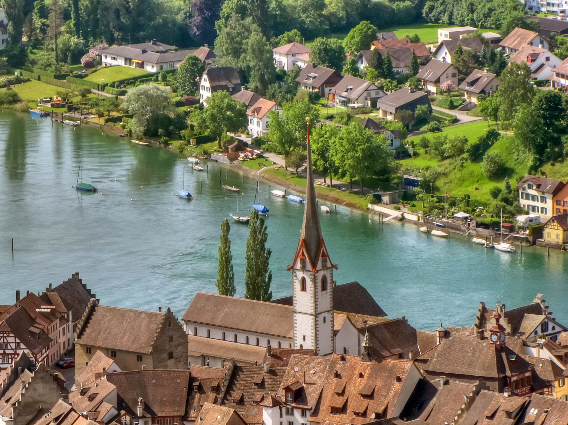 schweiz stein am rhein häuser architektur fluss stadt