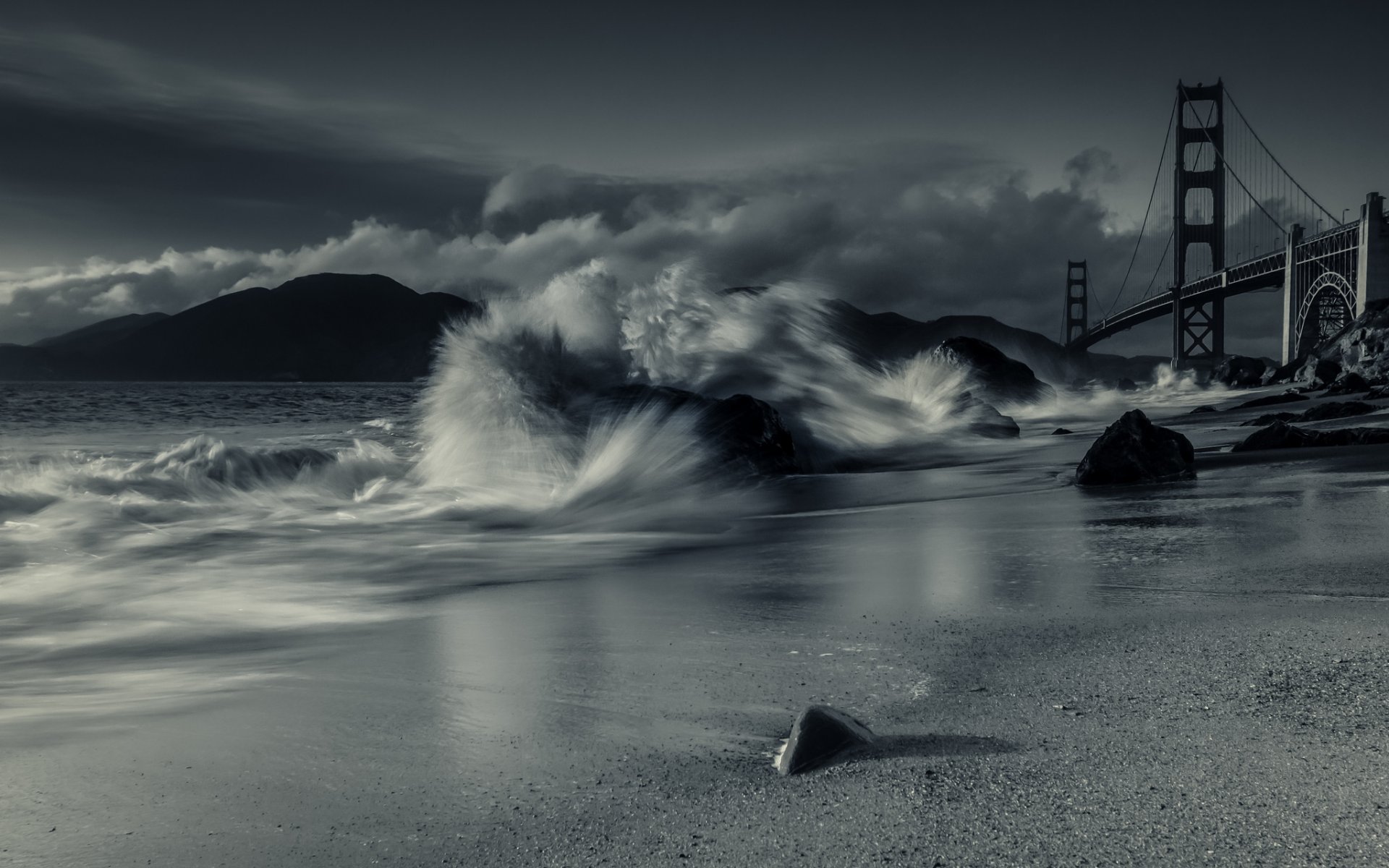 san francisco bay bridge californie pont ciel baie vagues