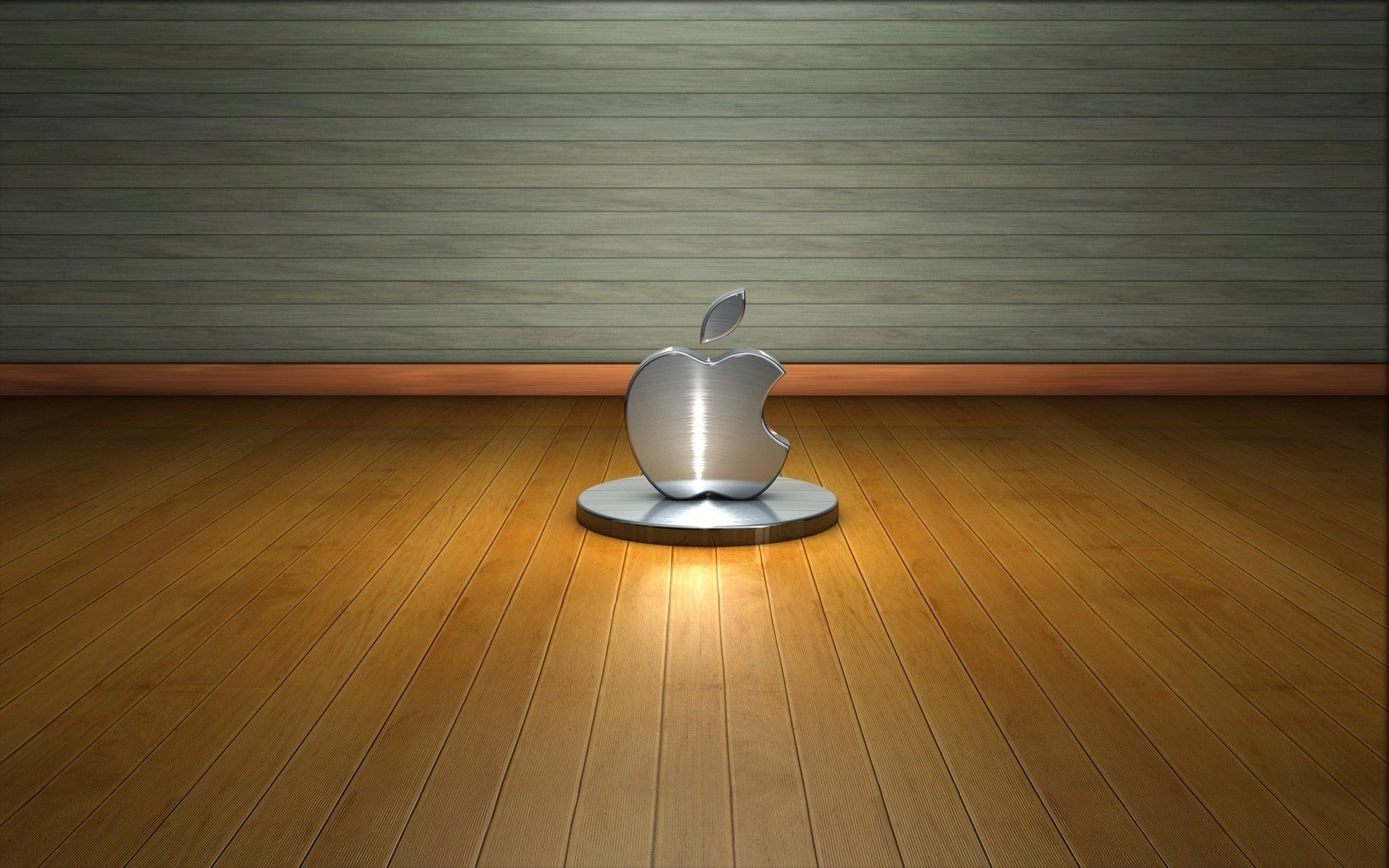 hi-tech madera pared piso logotipo apple metal