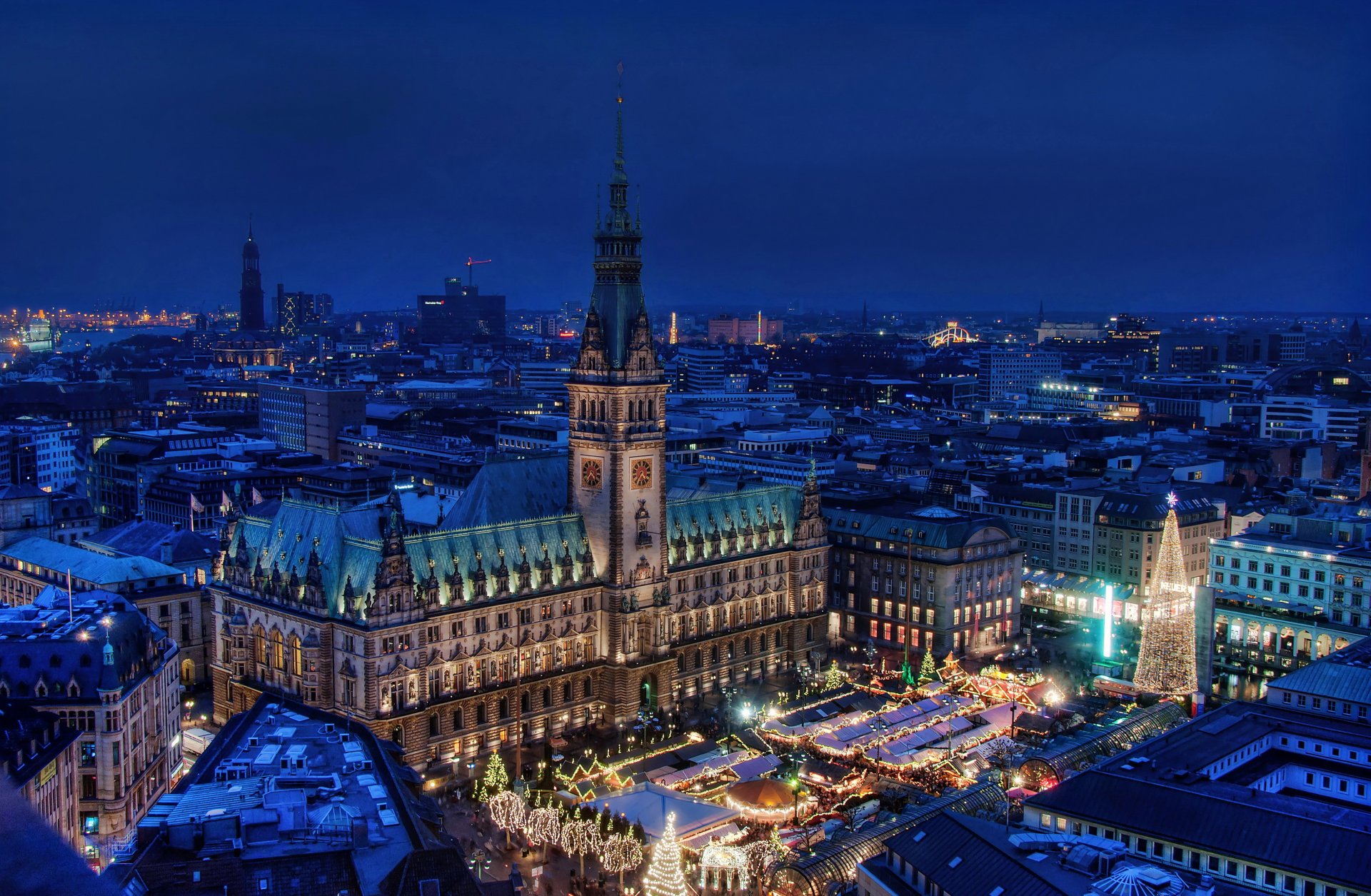 allemagne maisons hambourg nuit haut horizon ville photo