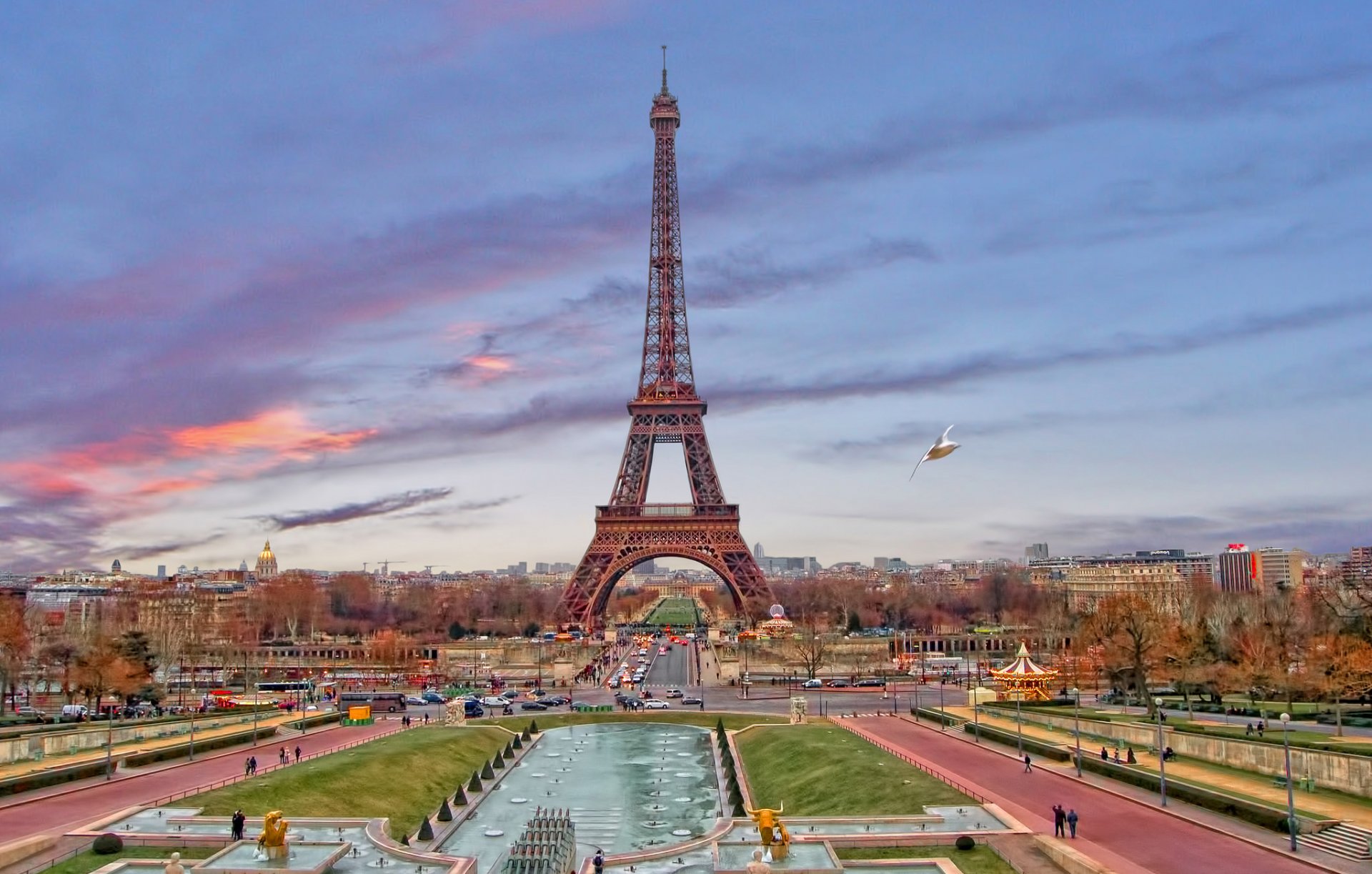 parís francia cielo noche torre casas