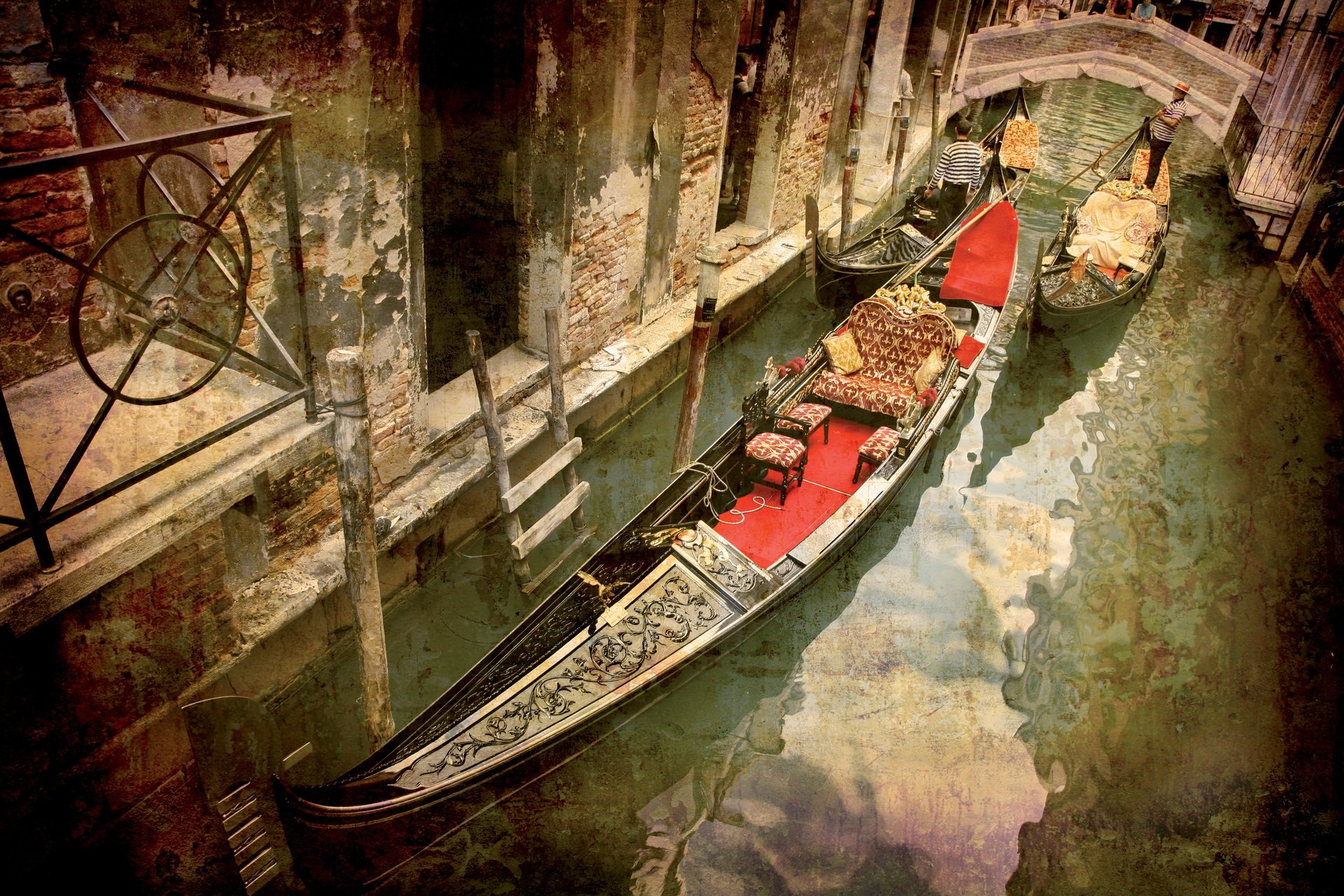 venedig italien gondel kanal brücke grunge