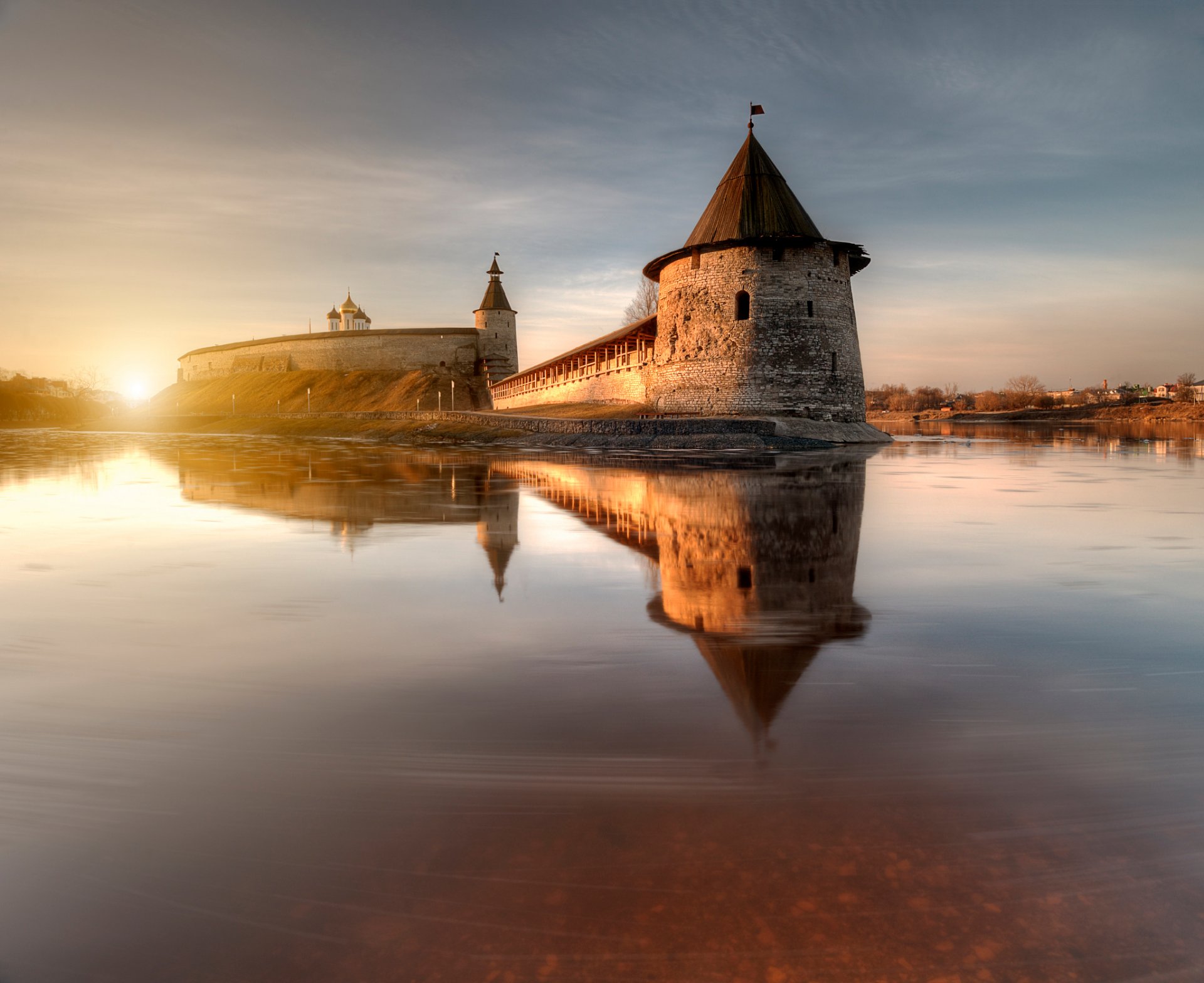 russie pskov printemps matin soleil