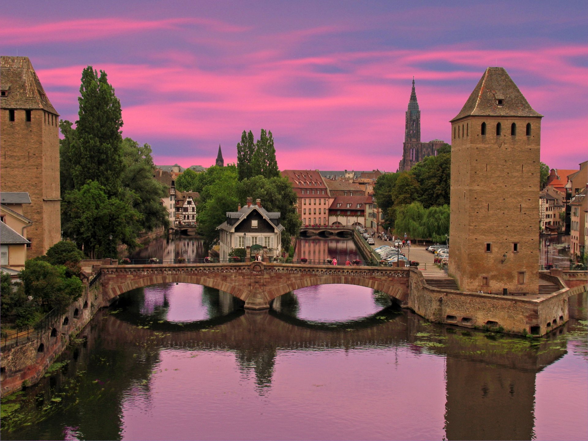 frankreich brücke fluss elsass strasbour stadt foto