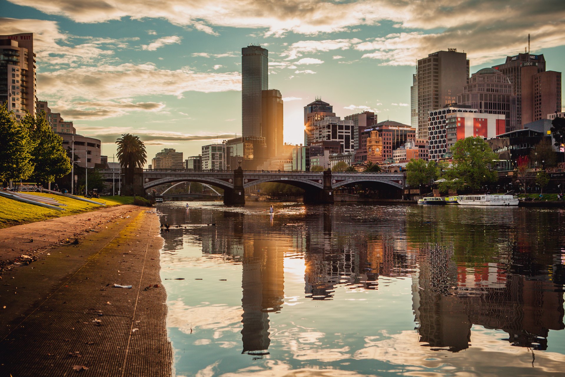 melbourne australien stadt abend brücke