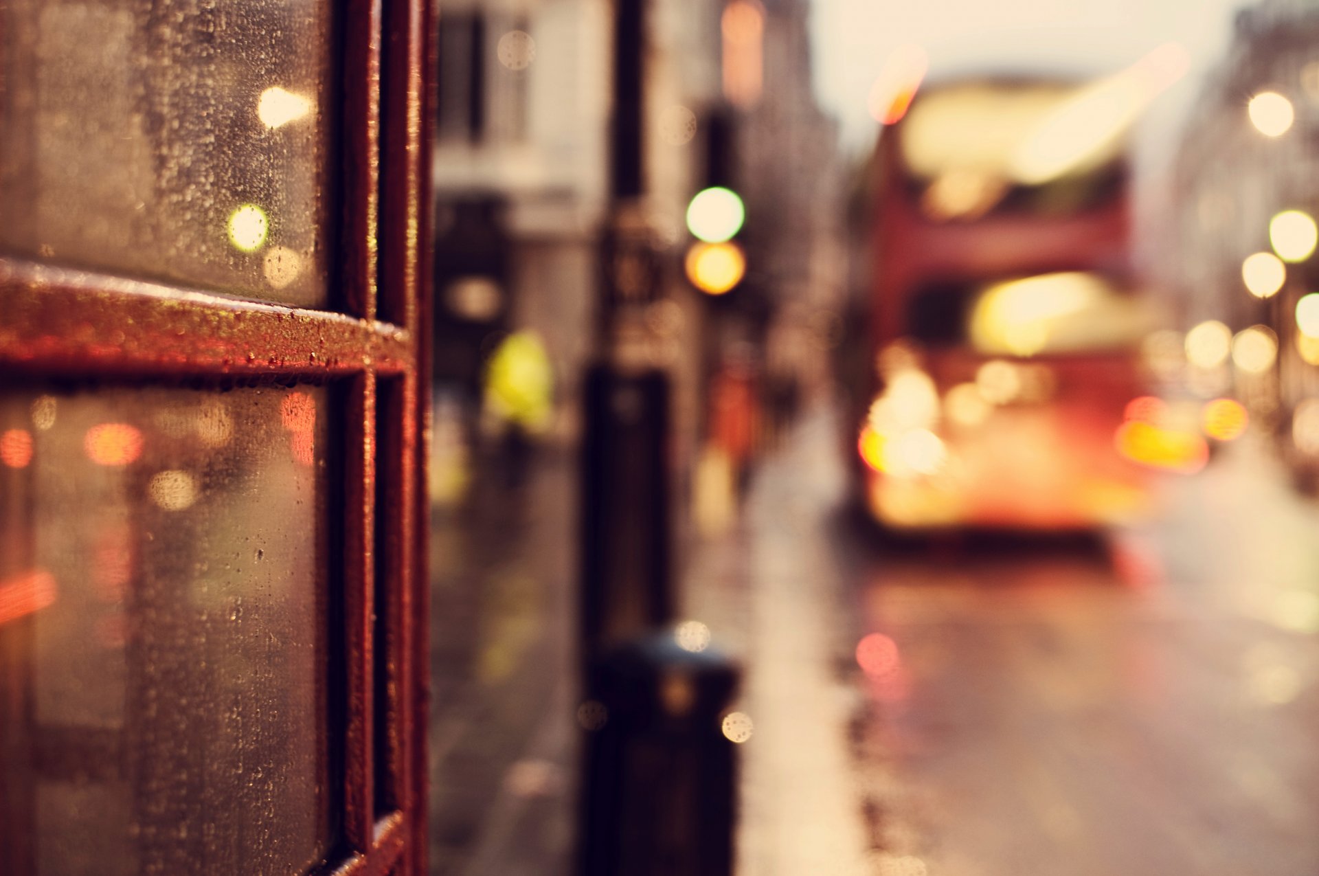 londra inghilterra regno unito città bokeh macro autobus strada luci vetro gocce pioggia luci