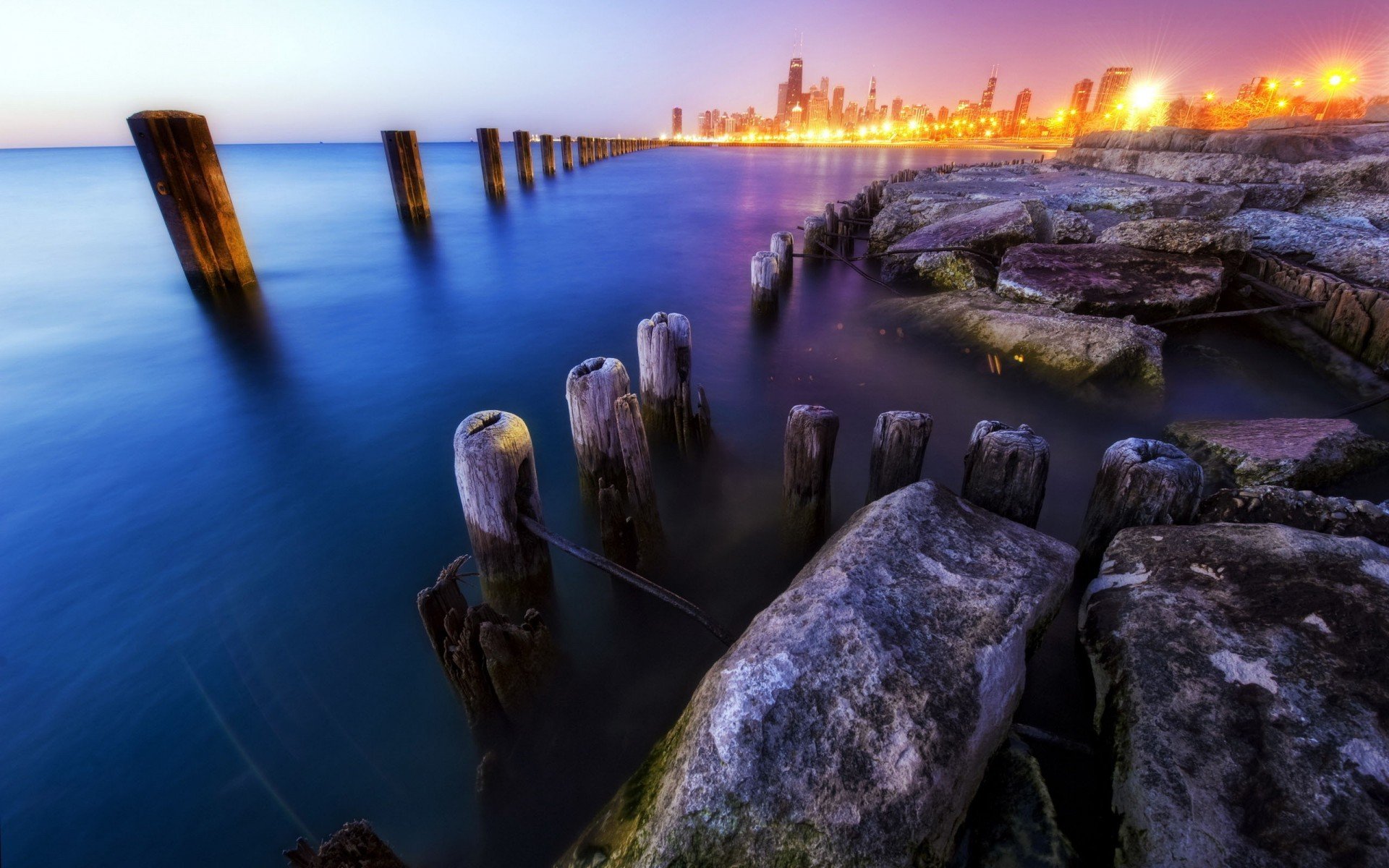 illinois chicago estados unidos américa edificios rascacielos cielo rascacielos noche luces michigan