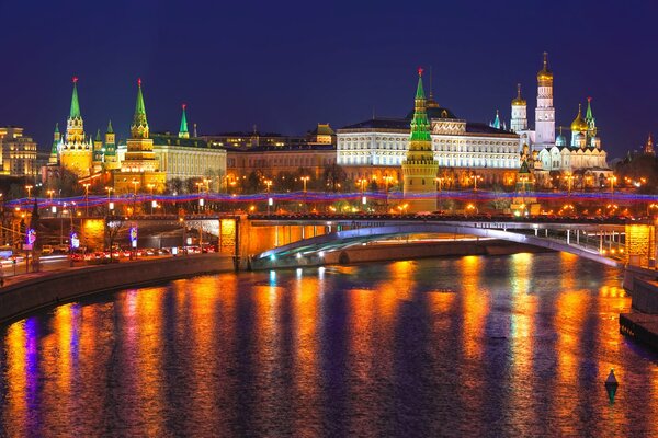 Moscow, Kremlin lights at night