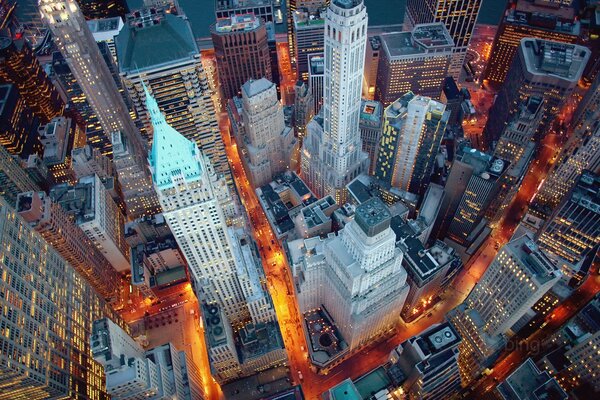 Luces de la noche de la ciudad de nueva York