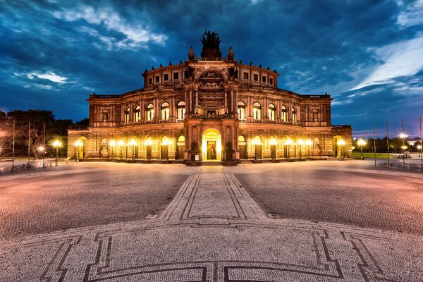 Theater Square of the night German city