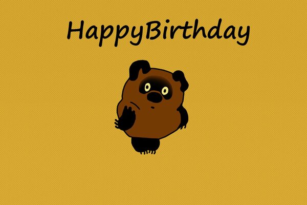 Winnie the Pooh mit der englischen Aufschrift Happy Birthday .