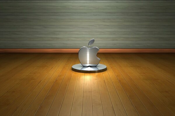 Metal Apple logo in hi-tech style