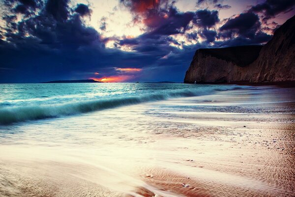 The landscape of the beach on the sea