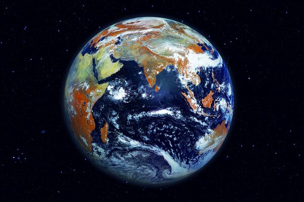 Planet earth, continents and oceans with the naked eye