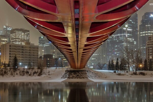 Bridge over the river lights of the city