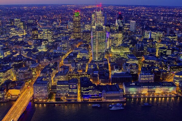 View of London from the top at night