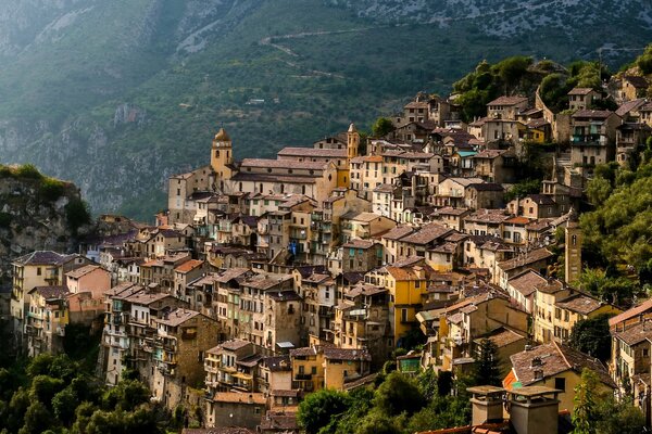 A mountain village in France from a bird s eye view