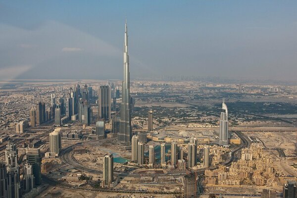 Burj Khalifa in Dubai from a bird s eye view