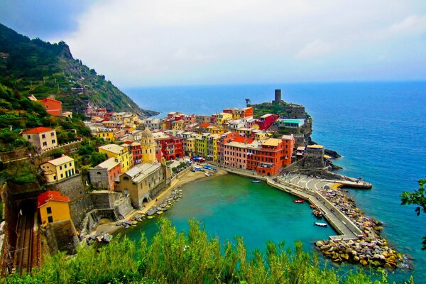A city by the sea on the coast of Italy