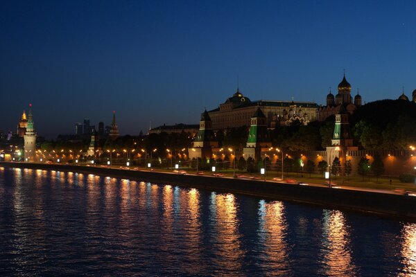 Embankment at night bright lights