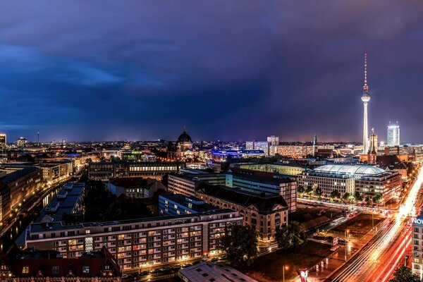 Bright lights of Berlin at night