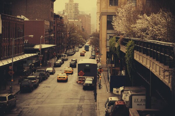 Foto sombría de una calle en nueva York