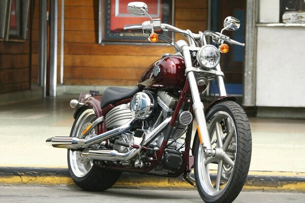 Harley Davidson motorcycle out of town