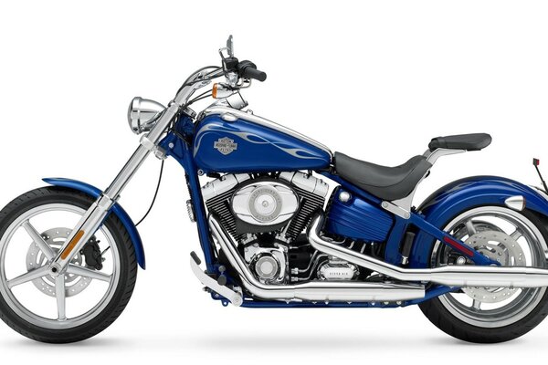 Motocicleta azul Harley Davidson