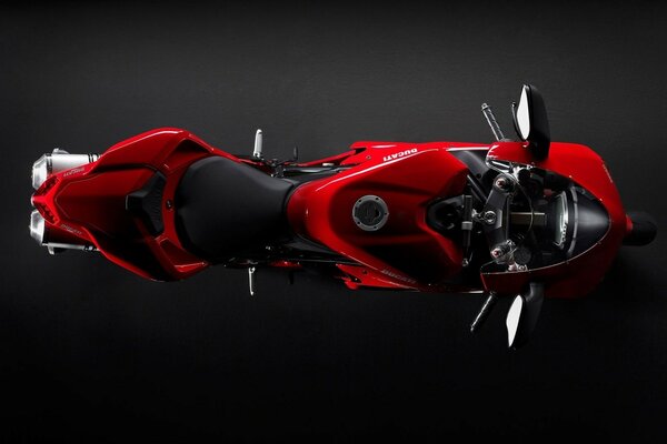 Red ducati on a black background