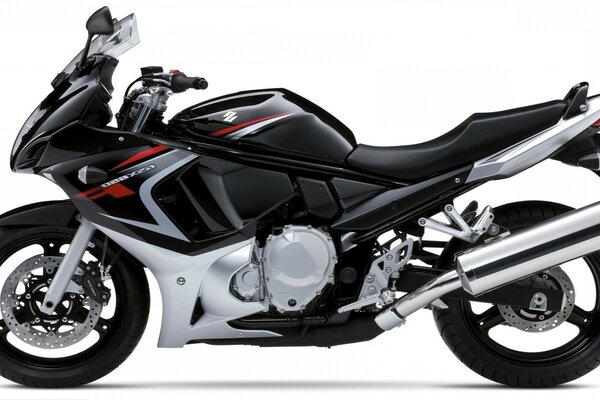 Moto suzuki noir sur fond blanc