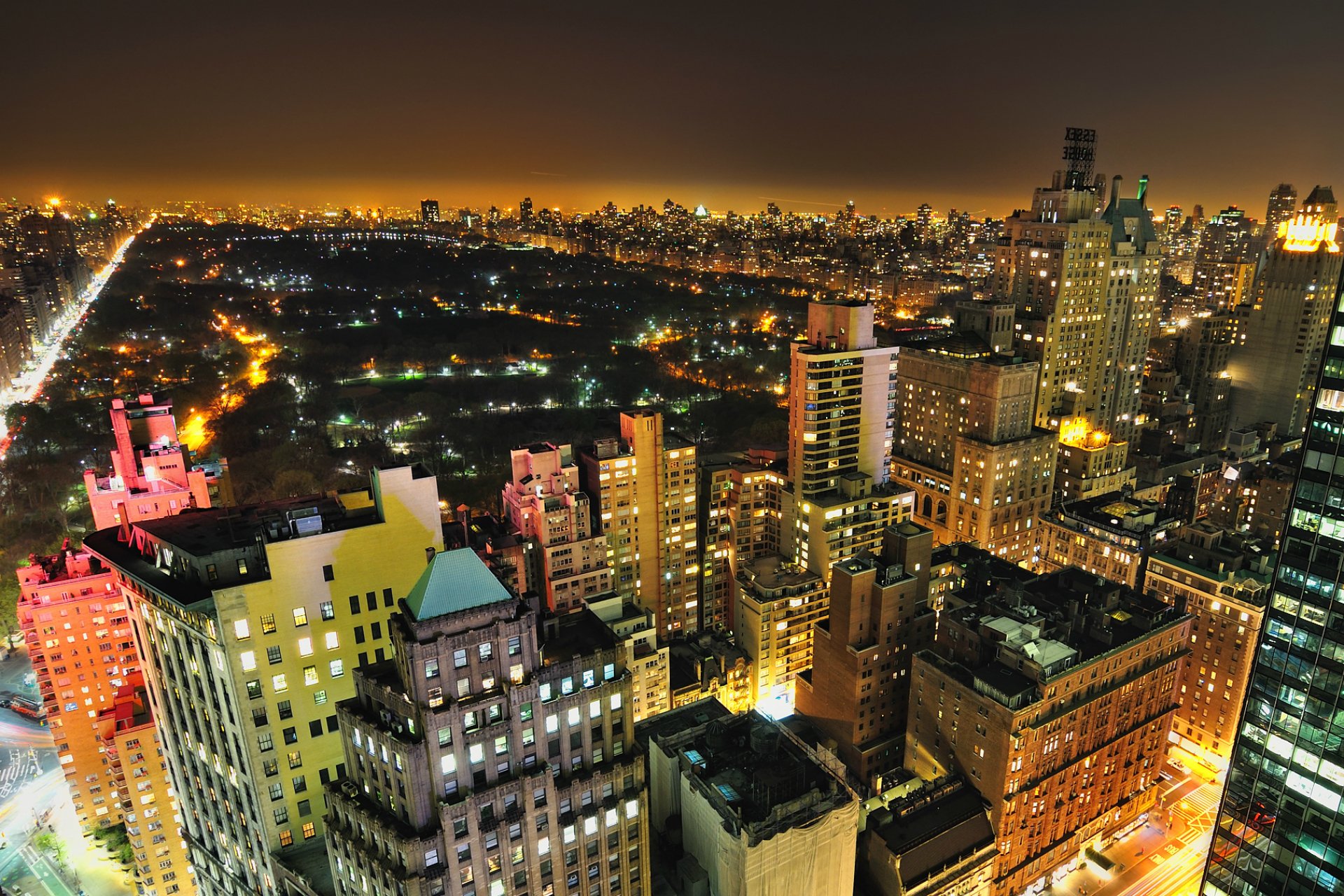 nueva york ciudad noche parque central fondo de pantalla