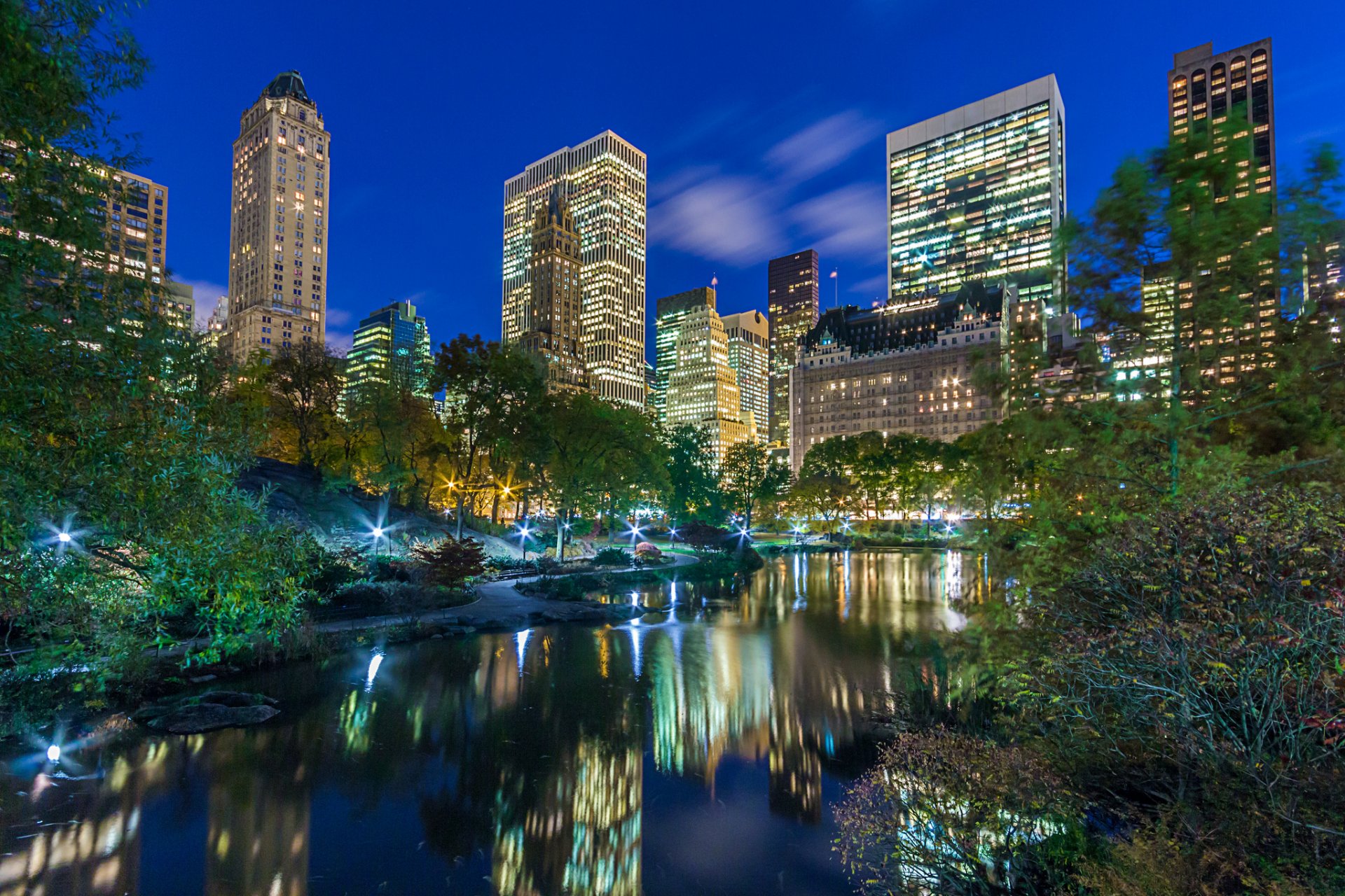 nueva york estados unidos ciudad américa nueva york rascacielos parque noche