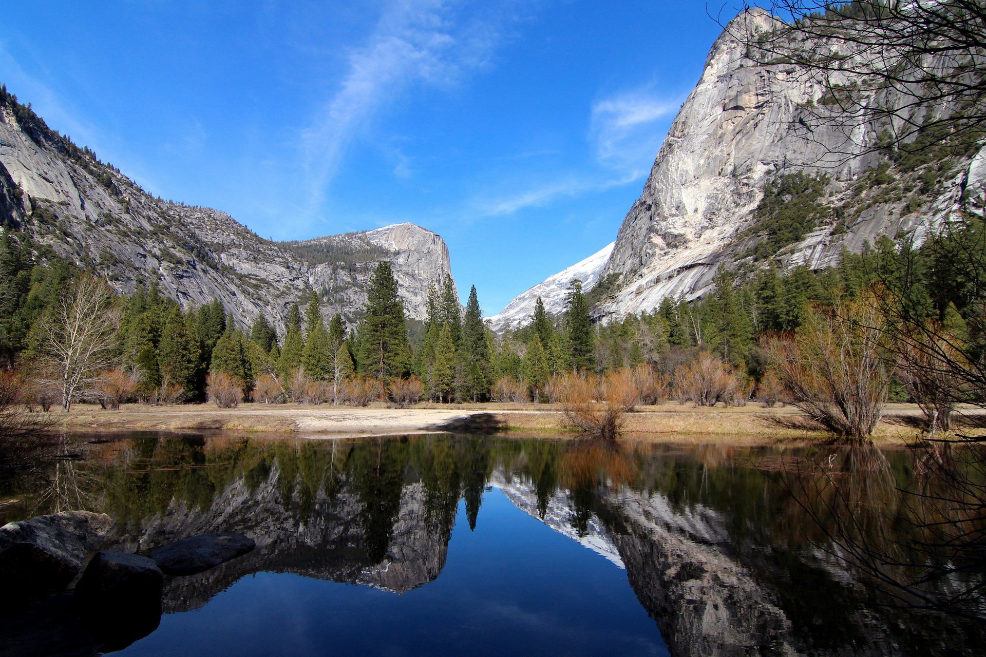 forest mountains lake autumn rocks reflection stone