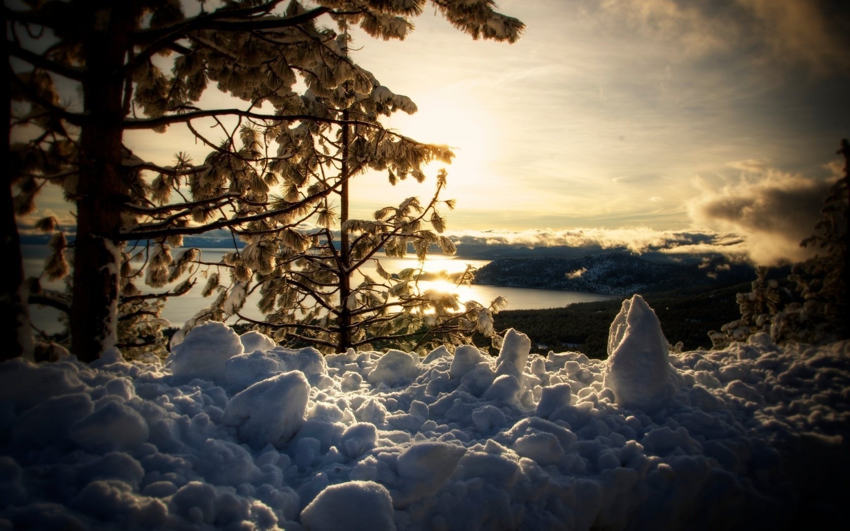 lake winter winter snow nature lake tahoe