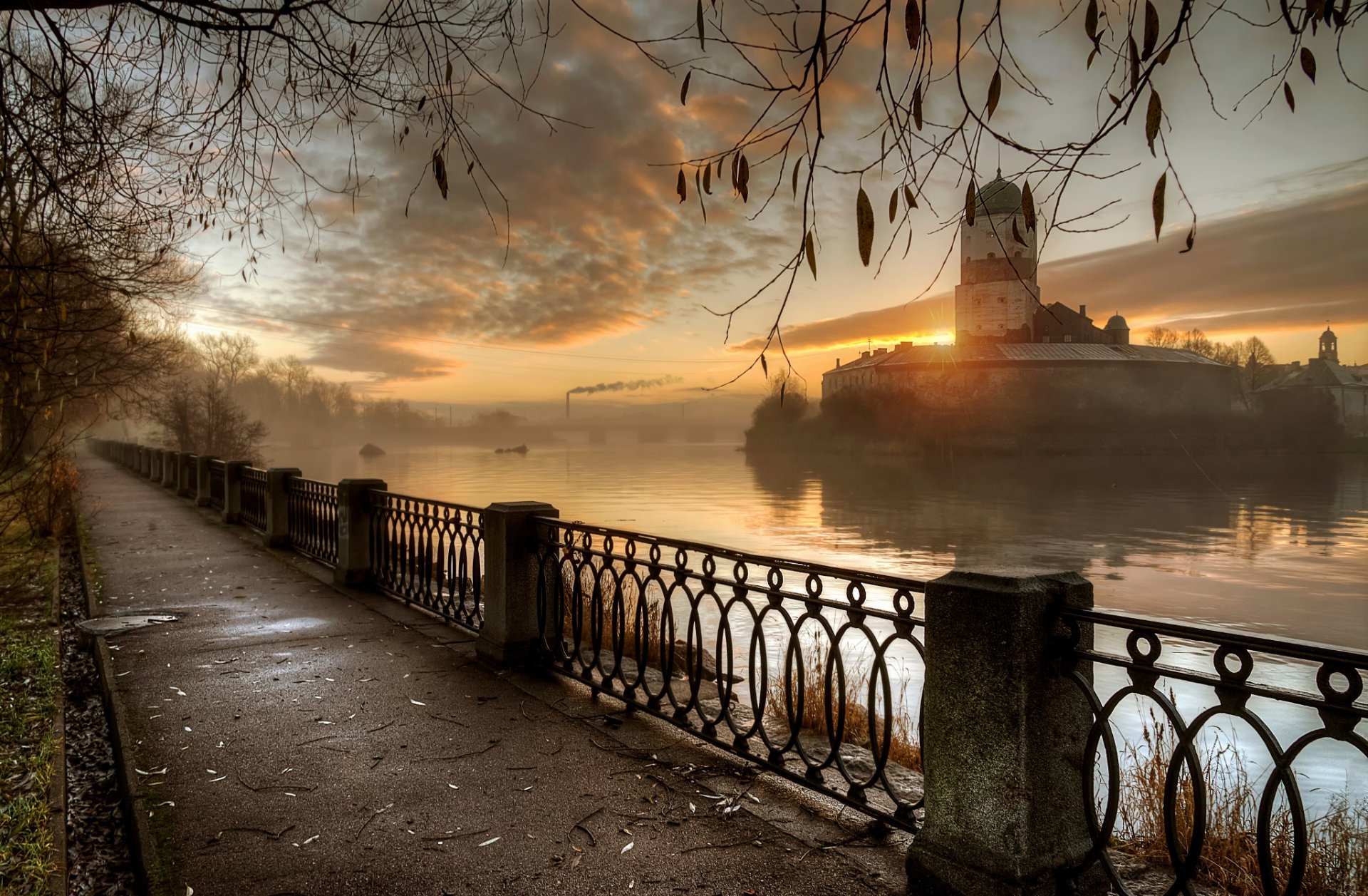 vyborg autumn embankment