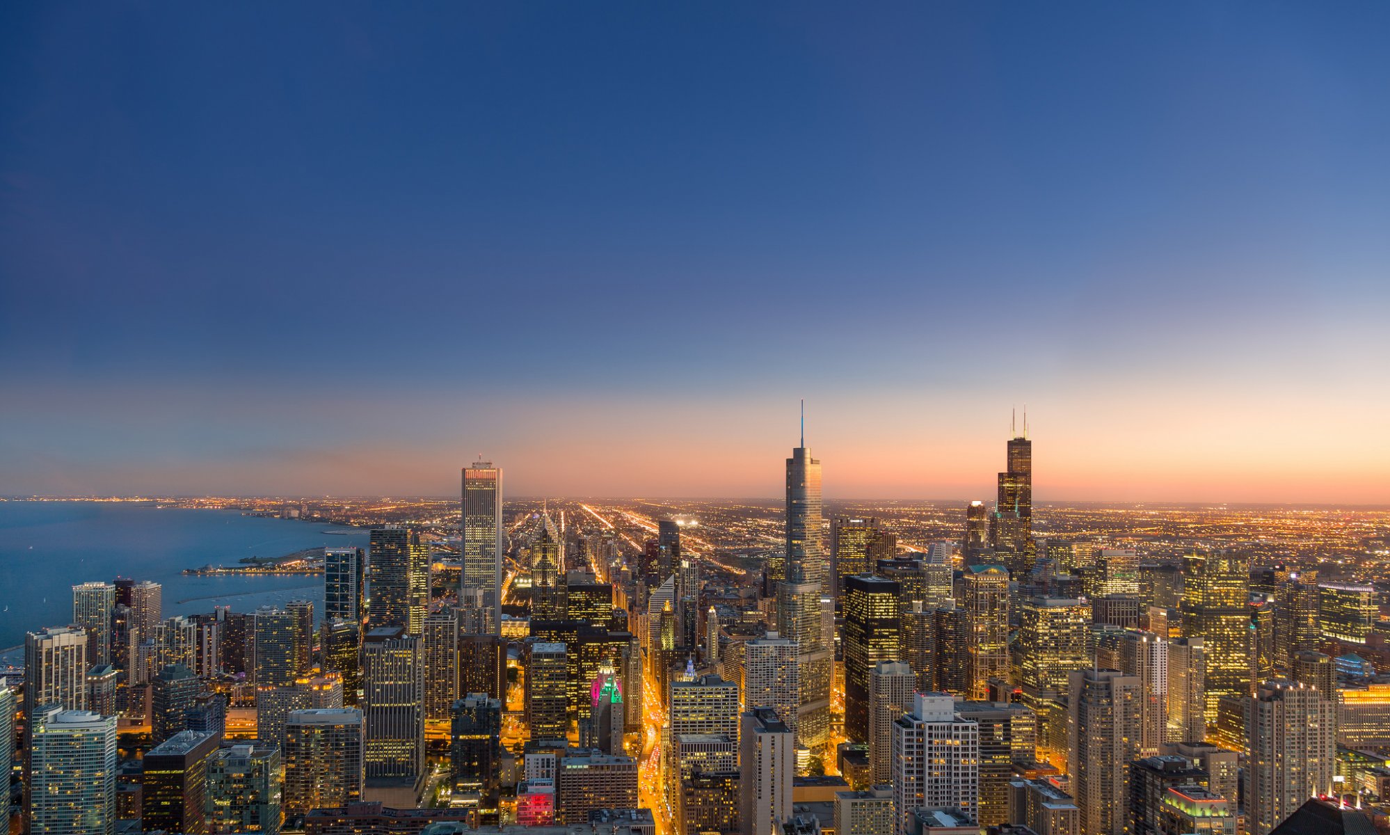 chicago abend stadt panorama lichter