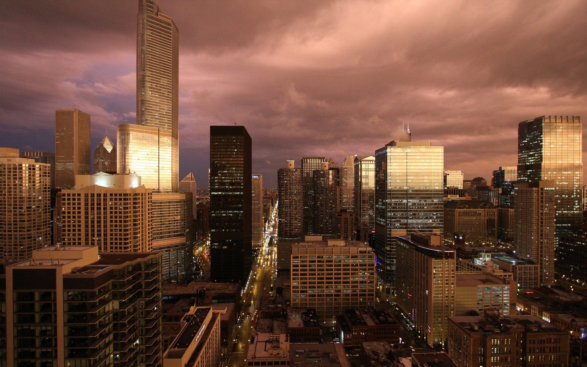 chicago america united states skyscraper buildings night