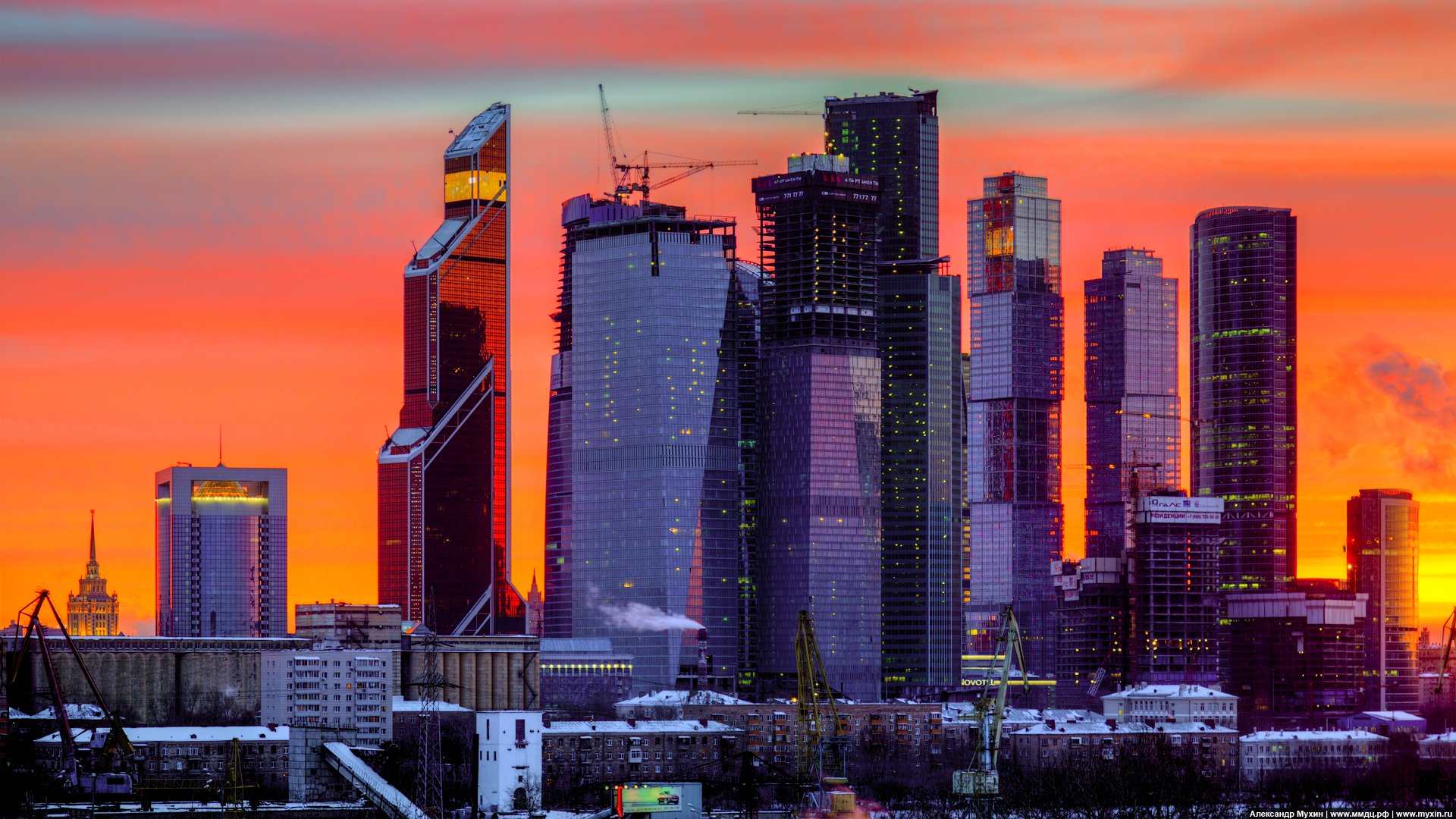 moscow moscow city night tower 2000 mercury city tower federation oko eurasia capital city naberezhnaya tower sunset sky views winter wallpaper