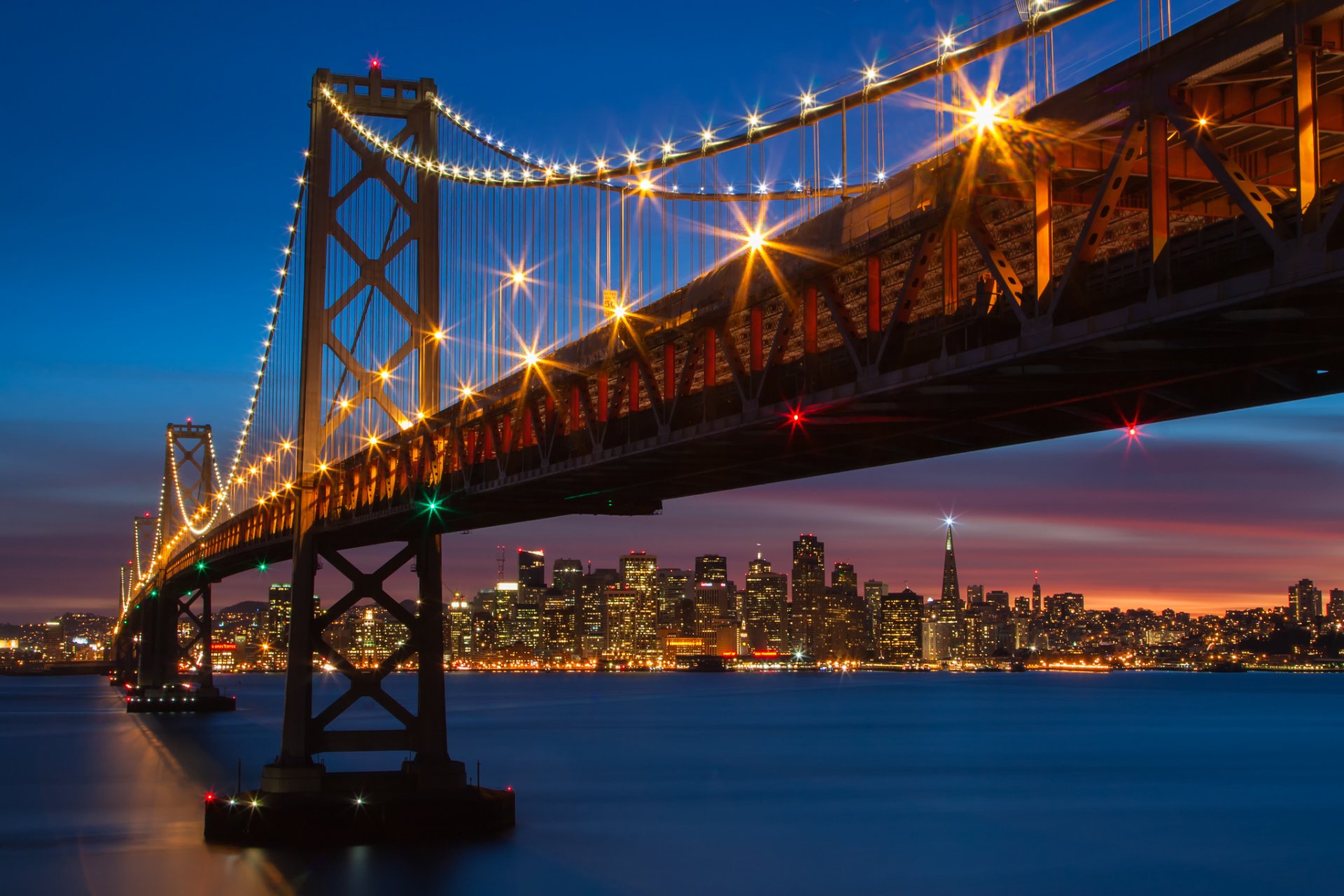 puente de la bahía san francisco california san francisco bahía de san francisco puente ciudad nocturna luces