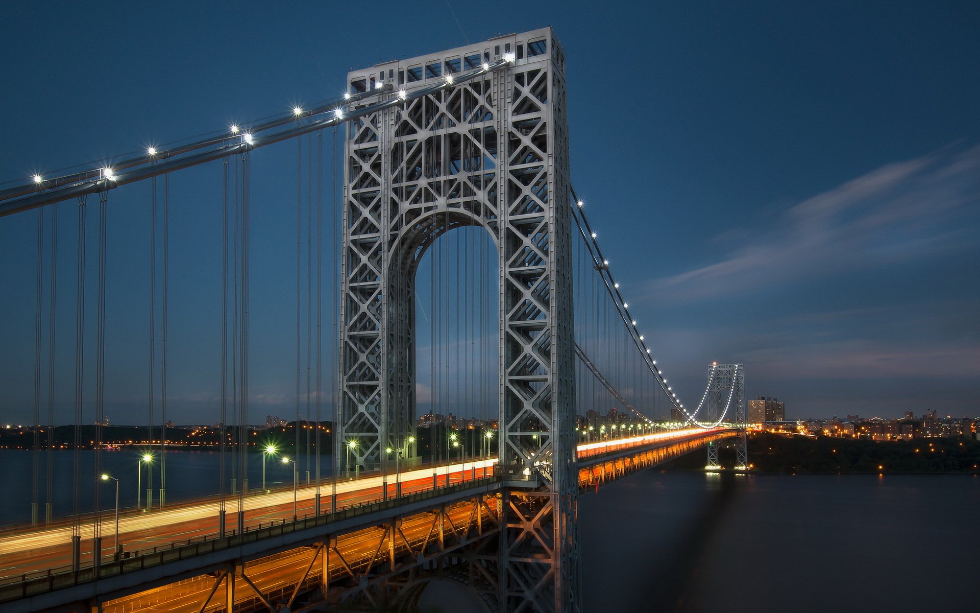 stadt fluss george washington bridge new york city nacht