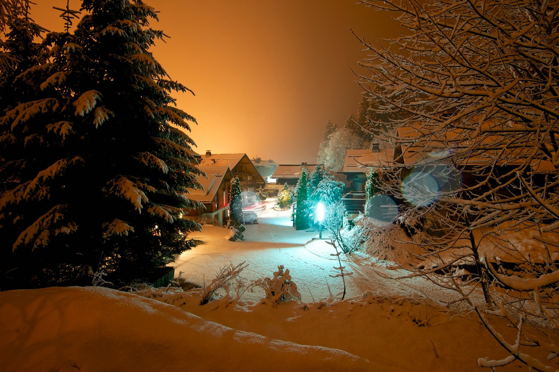 chamonix france winter night