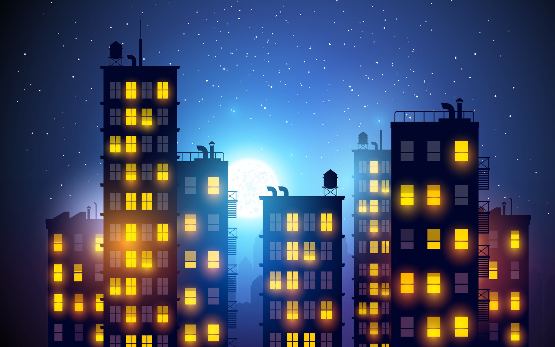 città disegno notte romanticismo luce cielo case grattacieli finestre edificio luna sfondi widescreen sfondi widescreen sfondi interessanti immagini interessanti