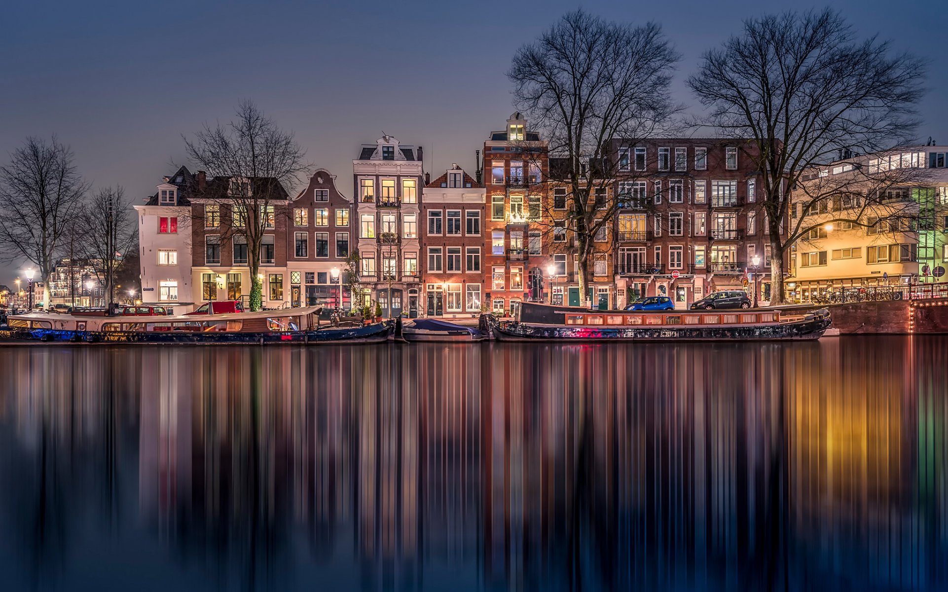 amsterdam canal hdr noche