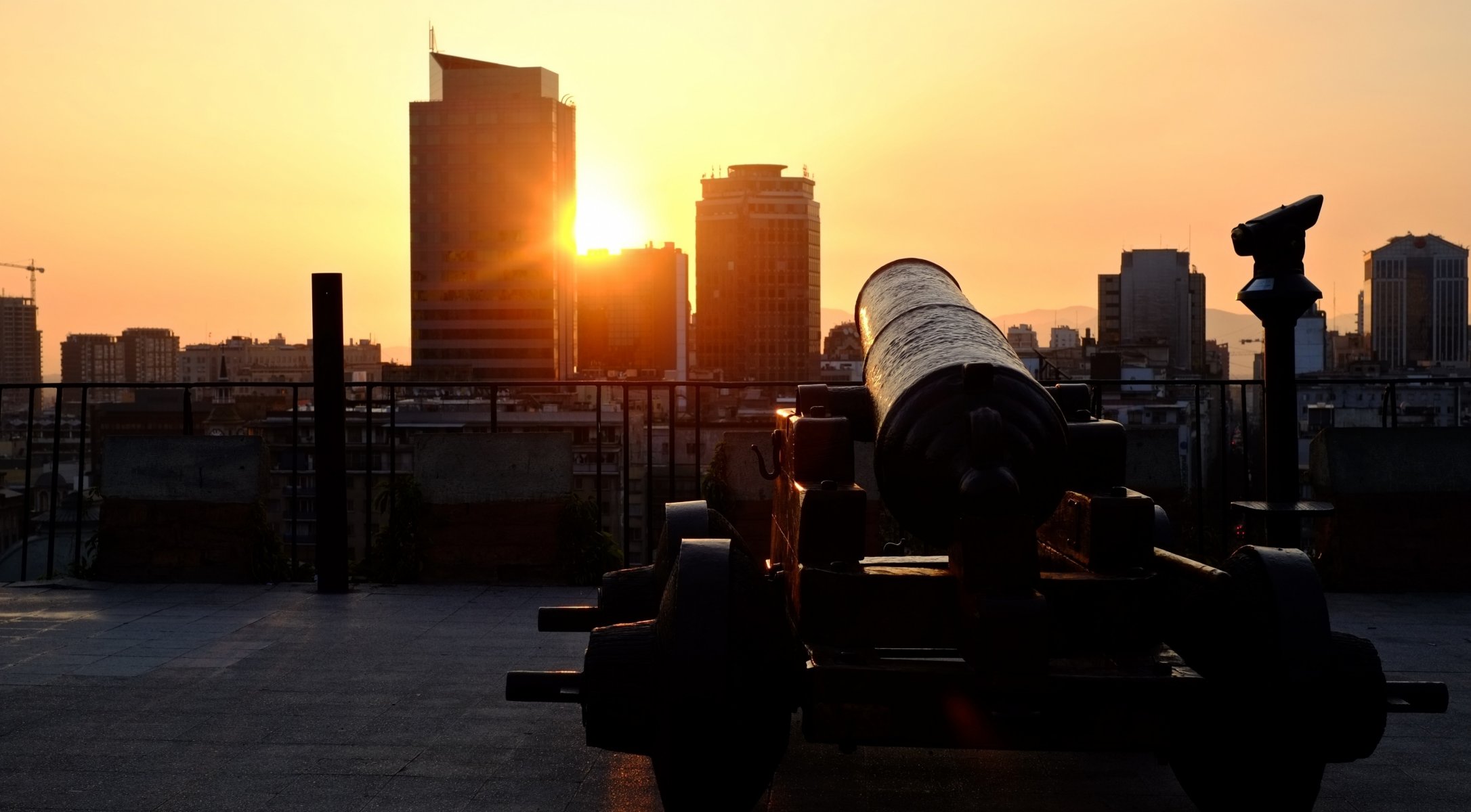 anta lucia mountain santiago chile gun house sky sun sunset