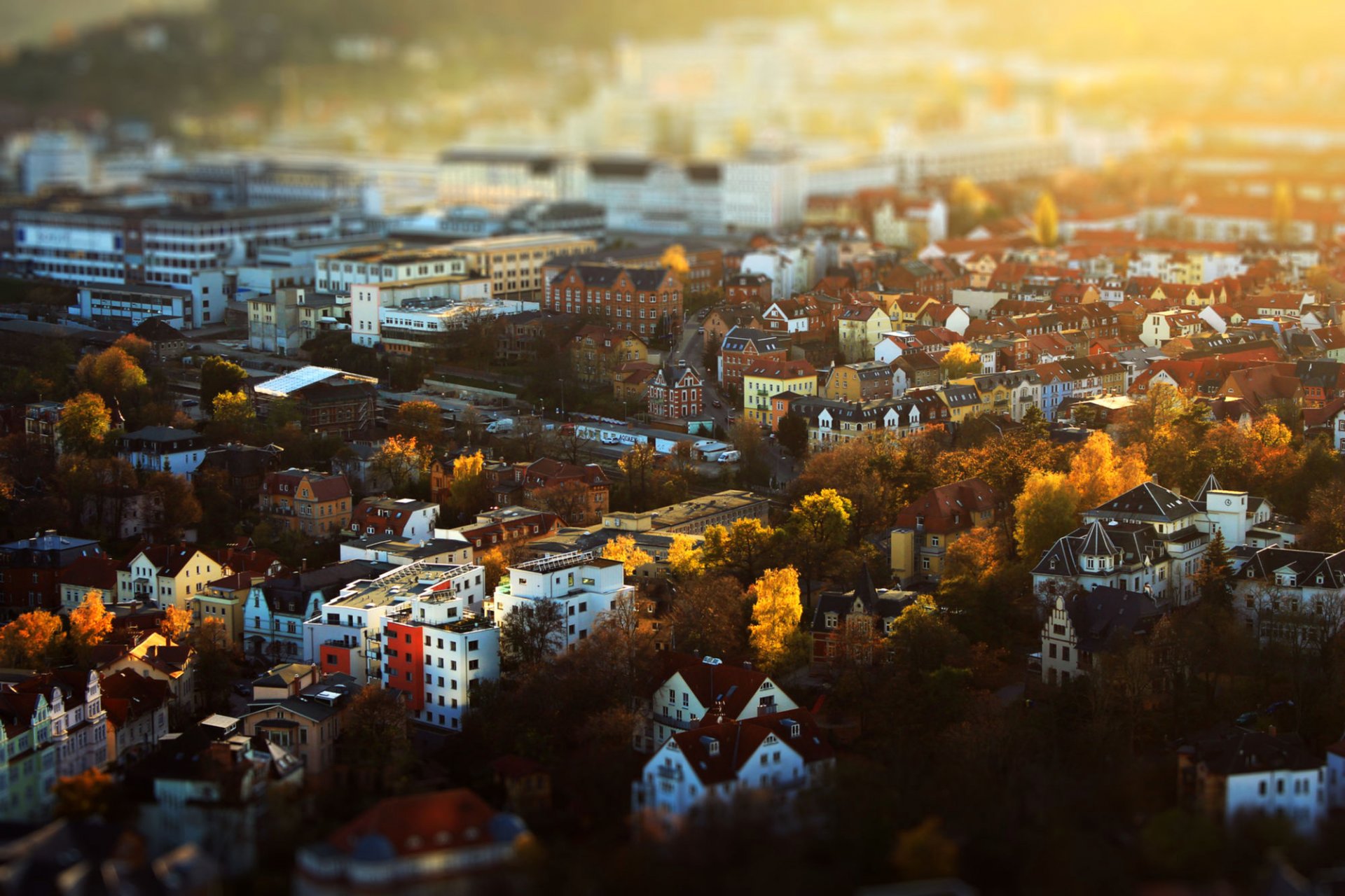 jena niemcy turyngia miasto domy budynki panorama jesień