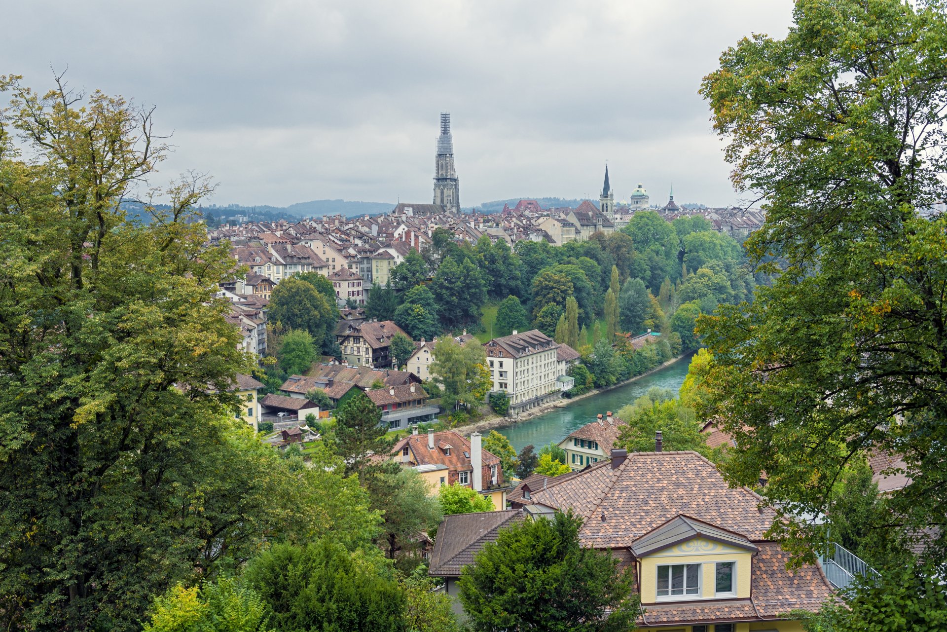 berna svizzera panorama fiume edifici alberi