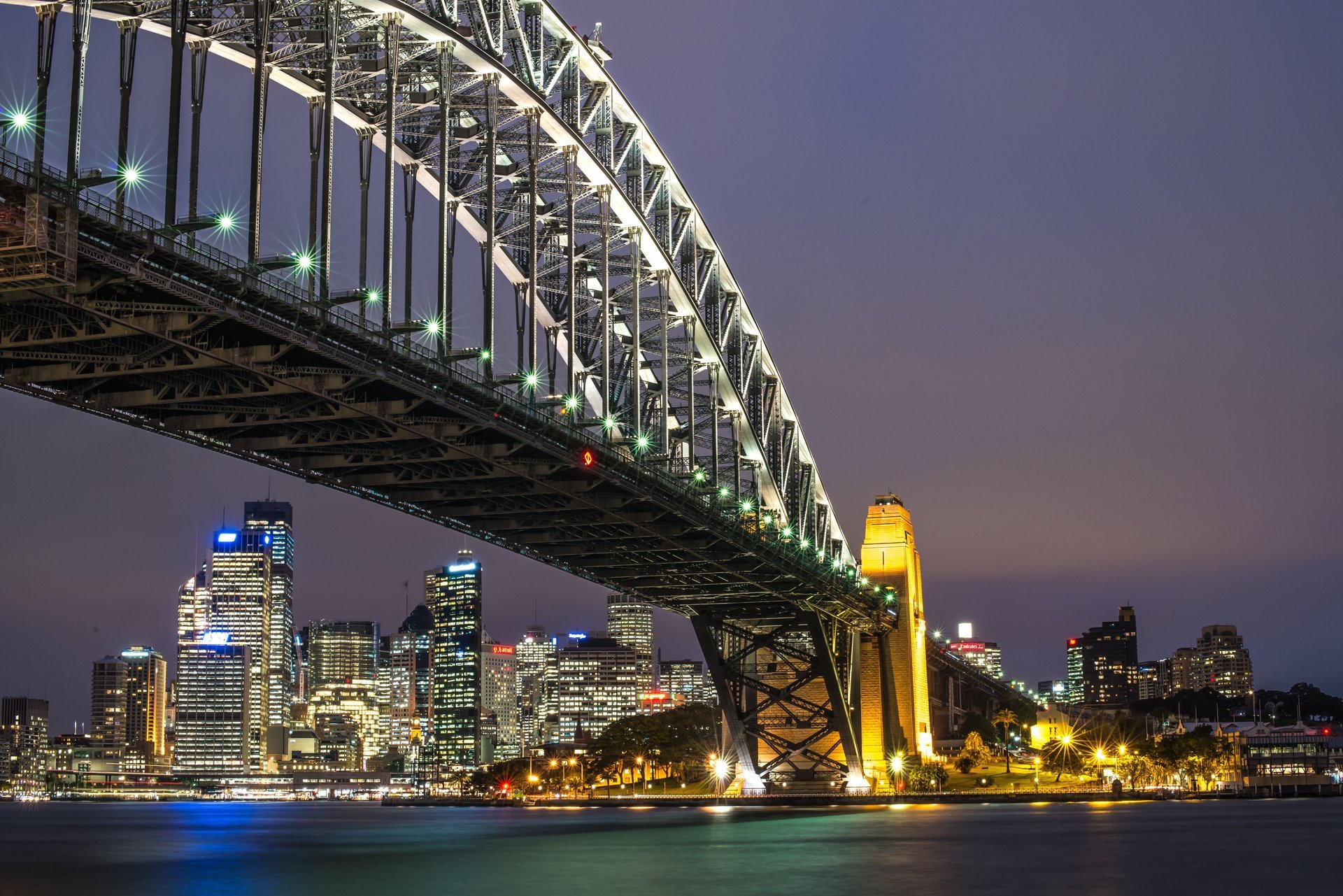 ydney harbour bridge australia sydney most nocne miasto